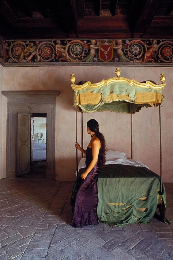 Chateau interior with dramatic architecture photographed by Guy Hervais